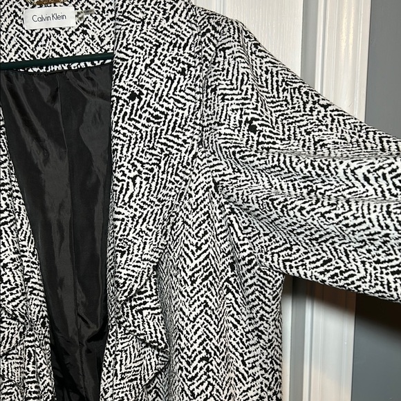 Calvin Klein Black and White Blazer with Draped Lapel - Picture 5 of 7